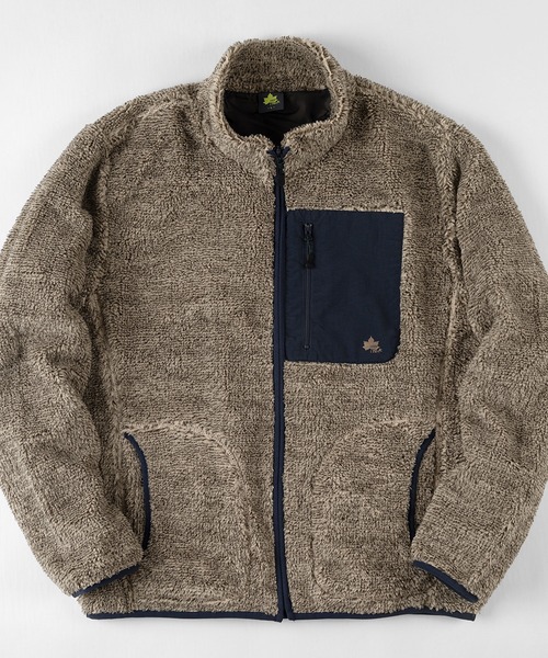 LOGOS（ロゴス）の「【LOGOS/ロゴス】ボアフリース スタンドジャケット/ボアジャケット（ブルゾン・メンズ・ライトブラウン/グリーン/ネイビー/グレー/ダークグリーン/アッシュグレー/ライトブルー/ダークブルー/モカ・M/L/XL）」の3枚目の写真