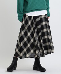 INDIVI | 【洗える/日本製】アシンメトリー チェックスカート(スカート)
