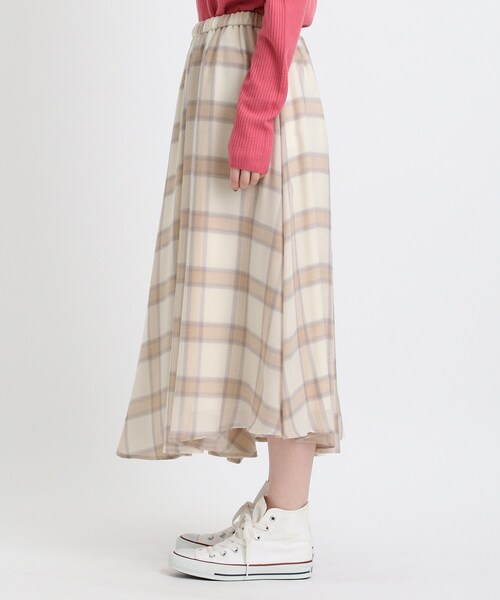 INDIVI（インディヴィ）の「◆【洗える/日本製】アシンメトリー チェックスカート（スカート・レディース・ベージュ系その他5/ブラック系1・38/36/03/19/15 /05/13）」の5枚目の写真