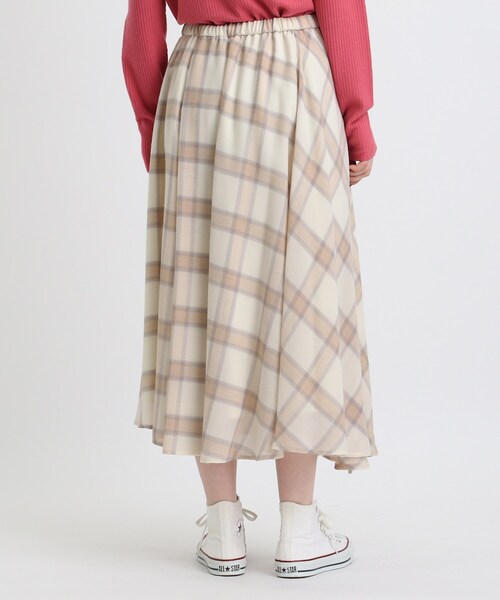 INDIVI（インディヴィ）の「◆【洗える/日本製】アシンメトリー チェックスカート（スカート・レディース・ベージュ系その他5/ブラック系1・38/36/03/19/15 /05/13）」の3枚目の写真