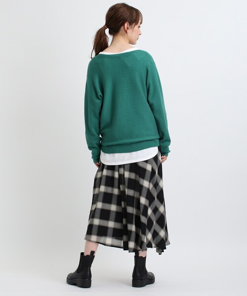 INDIVI（インディヴィ）の「◆【洗える/日本製】アシンメトリー チェックスカート（スカート・レディース・ベージュ系その他5/ブラック系1・38/36/03/19/15 /05/13）」の8枚目の写真