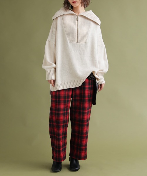 osharewalker（オシャレウォーカー）の「【廃盤】『セーラーカラーハーフジップニット』（ニット/セーター・レディース・ブラック/アイボリー/ブルーパープル/グリーン・FREE）」の7枚目の写真