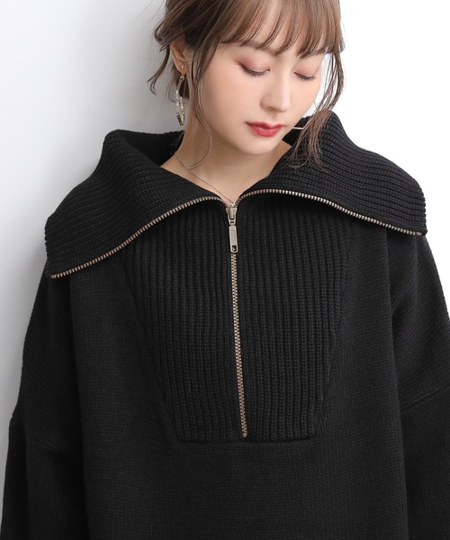 osharewalker（オシャレウォーカー）の「【廃盤】『セーラーカラーハーフジップニット』（ニット/セーター・レディース・ブラック/アイボリー/ブルーパープル/グリーン・FREE）」の15枚目の写真