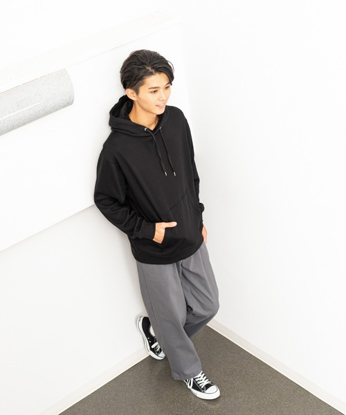 NAVY（ネイビー）の「裏シャギースウェットプルオーバーパーカー（パーカー・メンズ・ブラック/オートミール/グレイッシュベージュ/ブルー・M/XL/L）」の15枚目の写真