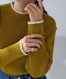 DISCOAT | モチモチリブ配色ハイネックプルオーバー(ニット/セーター)