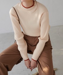 DISCOAT | モチモチリブ配色ハイネックプルオーバー(ニット/セーター)