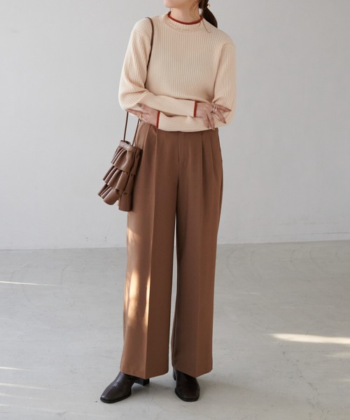 DISCOAT(ディスコート)の「モチモチリブ配色ハイネックプルオーバー(ニット/セーター・レディース・ブラック/グレー/グリーン/アイボリー/ホワイト系その他・MEDIUM/LARGE)」の12枚目の写真