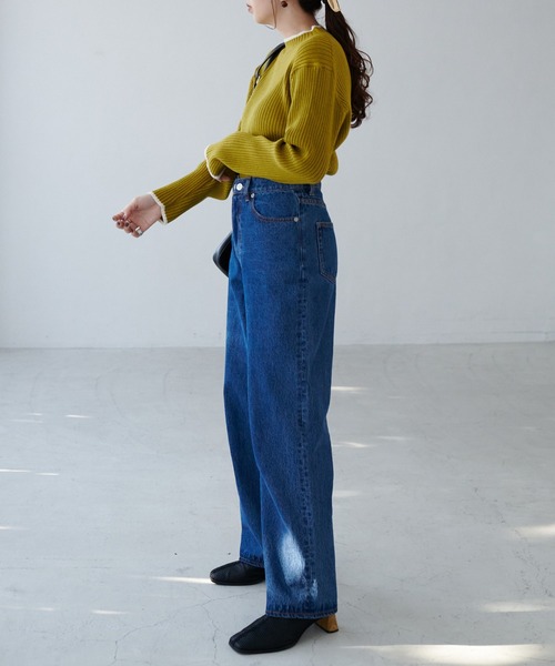 DISCOAT(ディスコート)の「モチモチリブ配色ハイネックプルオーバー(ニット/セーター・レディース・ブラック/グレー/グリーン/アイボリー/ホワイト系その他・MEDIUM/LARGE)」の8枚目の写真