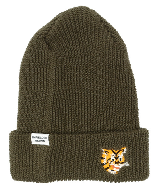 INFIELDER DESIGN（インフィールダーデザイン）の「◎INFIELDER DESIGN×BEAMS BOY / 虎&福 ワッチキャップ（ニットキャップ/ビーニー・レディース・ナチュラル/オリーブ・ONE SIZE）」の8枚目の写真