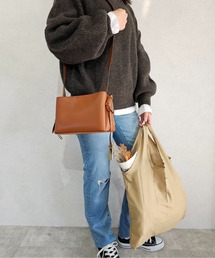 【Ungrid/アングリッド】　エコバッグ付　両アオリポケット　スムースショルダーバッグ