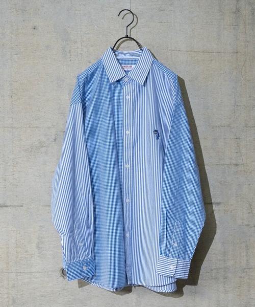 Limited Line Naive Magic(リミテッドラインナイーブマジック)の「【a】〔PETTYWOLF〕ブロード ワンポイント刺繍 オーバーサイズシャツ 長袖(シャツ/ブラウス・メンズ・ホワイト/その他1/その他2/ブラック系その他/グリーン系その他/ブルー系その他/グリーン系その他2/ブルー系その他2/グリーン/ホワイト系その他/マルチ/ネイビー/オレンジ/サックスブルー/ブルー系その他3/ホワイト系その他2・MEDIUM/LARGE/X-LARGE)」の16枚目の写真