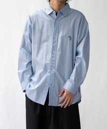 【a】〔PETTYWOLF〕ブロード ワンポイント刺繍  オーバーサイズシャツ 長袖