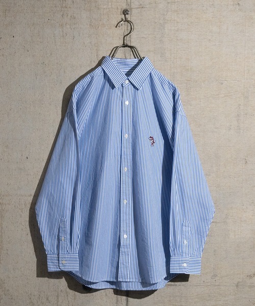 Limited Line Naive Magic(リミテッドラインナイーブマジック)の「【a】〔PETTYWOLF〕ブロード ワンポイント刺繍 オーバーサイズシャツ 長袖(シャツ/ブラウス・メンズ・ホワイト/その他1/その他2/ブラック系その他/グリーン系その他/ブルー系その他/グリーン系その他2/ブルー系その他2/グリーン/ホワイト系その他/マルチ/ネイビー/オレンジ/サックスブルー/ブルー系その他3/ホワイト系その他2・MEDIUM/LARGE/X-LARGE)」の4枚目の写真