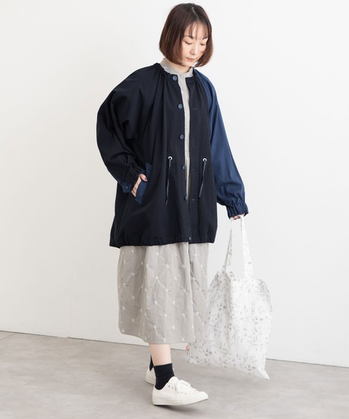 POU DOU DOU(プードゥドゥ)の「ウェザーノーカラーモッズ風ブルゾンコート(モッズコート・レディース・ネイビー/カーキ/キナリ・3)」の14枚目の写真