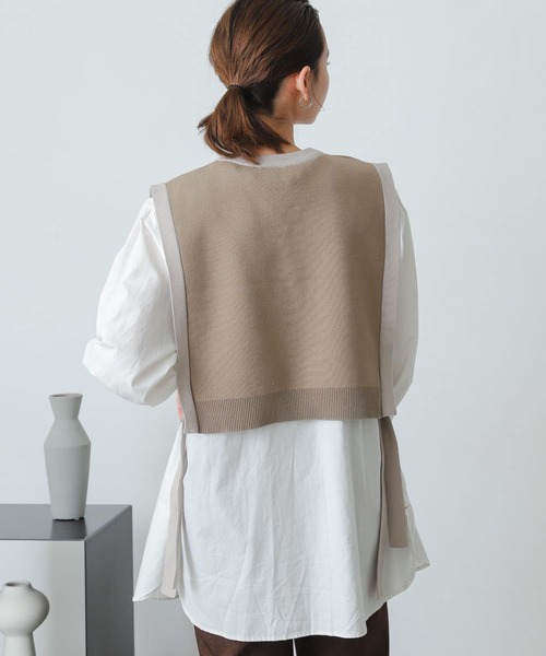 SENSE OF PLACE by URBAN RESEARCH（センスオブプレイスバイアーバンリサーチ）の「バイカラーニットベスト（ベスト・レディース・ブラック/ベージュ/ライトベージュ・ONE）」の5枚目の写真