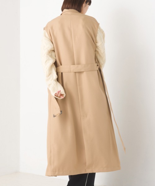 OMNES（オムネス）の「綾織ロングトレンチジレ（ベスト・レディース・ブラック/ベージュ/ライトカーキ・FREE）」の16枚目の写真