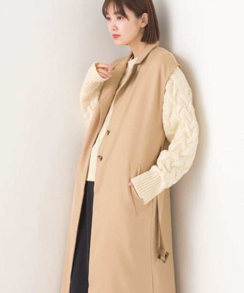 OMNES（オムネス）の「綾織ロングトレンチジレ（ベスト・レディース・ブラック/ベージュ/ライトカーキ・FREE）」の15枚目の写真