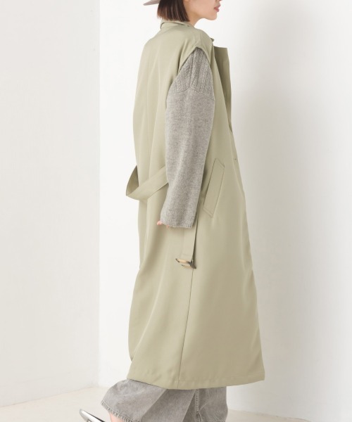 OMNES（オムネス）の「綾織ロングトレンチジレ（ベスト・レディース・ブラック/ベージュ/ライトカーキ・FREE）」の13枚目の写真
