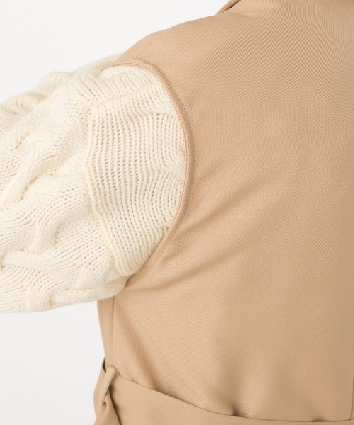 OMNES（オムネス）の「綾織ロングトレンチジレ（ベスト・レディース・ブラック/ベージュ/ライトカーキ・FREE）」の7枚目の写真