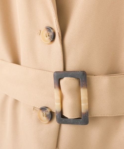 OMNES（オムネス）の「綾織ロングトレンチジレ（ベスト・レディース・ブラック/ベージュ/ライトカーキ・FREE）」の5枚目の写真