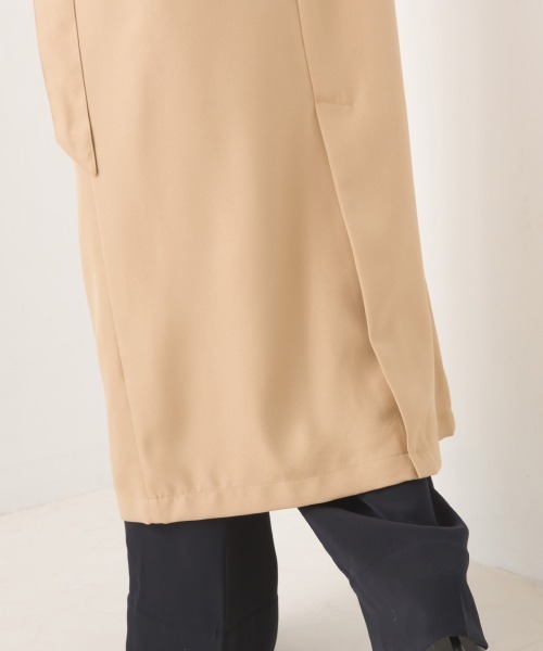 OMNES（オムネス）の「綾織ロングトレンチジレ（ベスト・レディース・ブラック/ベージュ/ライトカーキ・FREE）」の4枚目の写真