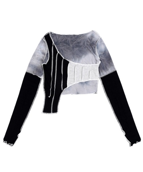 Figments（フィグメンツ）の「タイダイレイヤードステッチトップ（Tシャツ/カットソー・レディース・ブラック・FREE）」の7枚目の写真