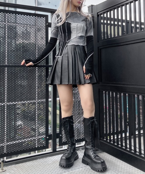 Figments（フィグメンツ）の「タイダイレイヤードステッチトップ（Tシャツ/カットソー・レディース・ブラック・FREE）」の10枚目の写真