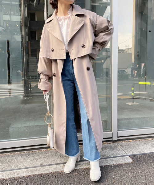 one after another NICE CLAUP（ワンアフターアナザーナイスクラップ）の「ジレにもショートトレンチにもなる マルチWAYトレンチコート（トレンチコート・レディース・ベージュ/アイボリー/モカ・MEDIUM/LARGE）」の7枚目の写真