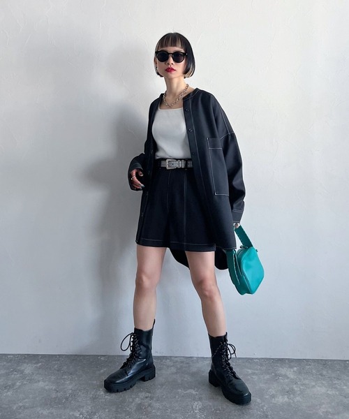 PAGEBOY(ページボーイ)の「CORE / ステッチオーバーシャツ(シャツ/ブラウス・レディース・ブラック/オフホワイト・FREE)」の13枚目の写真