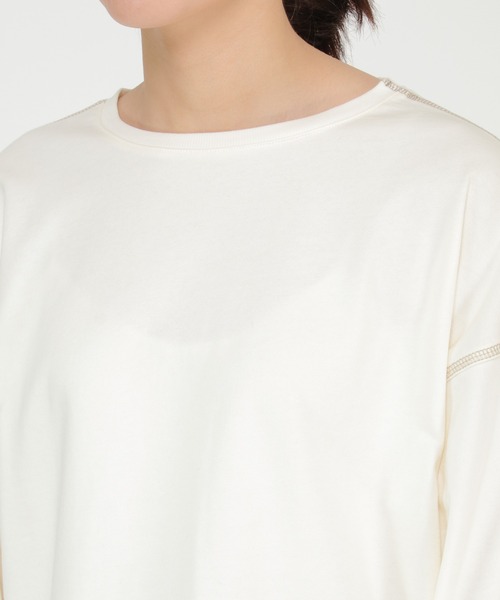 LBC(エルビーシー)の「バイオ加工配色ステッチプルオーバー(Tシャツ/カットソー・レディース・チャコールグレー/オフホワイト/ライム・M)」の14枚目の写真