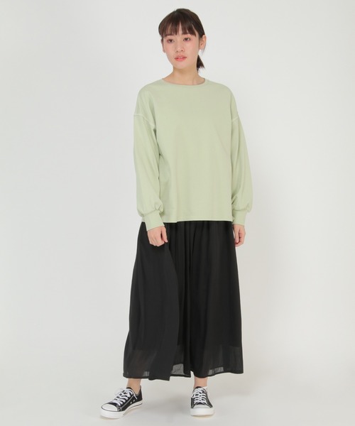 LBC(エルビーシー)の「バイオ加工配色ステッチプルオーバー(Tシャツ/カットソー・レディース・チャコールグレー/オフホワイト/ライム・M)」の6枚目の写真