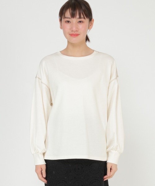 LBC(エルビーシー)の「バイオ加工配色ステッチプルオーバー(Tシャツ/カットソー・レディース・チャコールグレー/オフホワイト/ライム・M)」の8枚目の写真