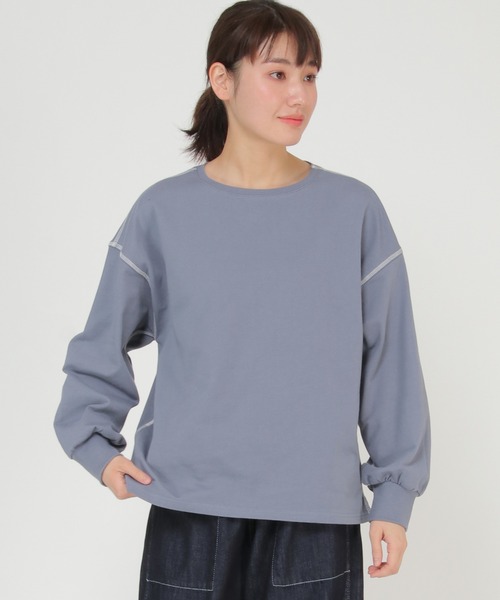 LBC(エルビーシー)の「バイオ加工配色ステッチプルオーバー(Tシャツ/カットソー・レディース・チャコールグレー/オフホワイト/ライム・M)」の19枚目の写真
