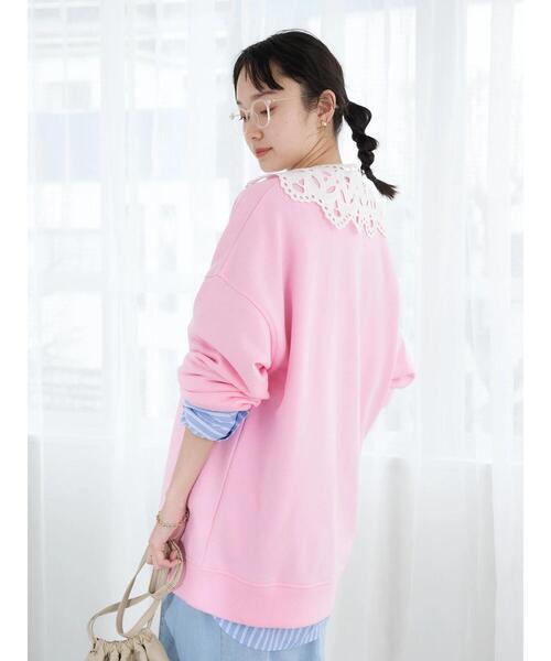 earth music&ecology(アースミュージックアンドエコロジー)の「付け襟スウェット(スウェット・レディース・チャコールグレー/アイボリー/ピンク・FREE)」の7枚目の写真