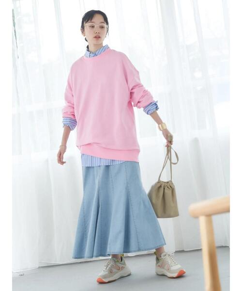 earth music&ecology(アースミュージックアンドエコロジー)の「付け襟スウェット(スウェット・レディース・チャコールグレー/アイボリー/ピンク・FREE)」の11枚目の写真