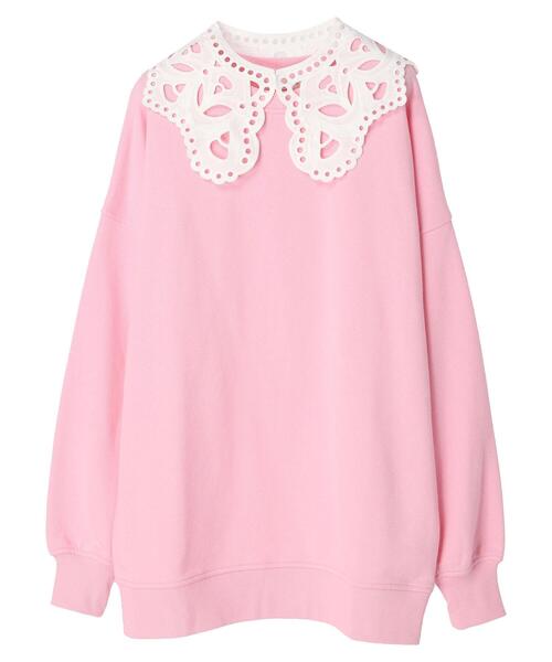 earth music&ecology(アースミュージックアンドエコロジー)の「付け襟スウェット(スウェット・レディース・チャコールグレー/アイボリー/ピンク・FREE)」の20枚目の写真