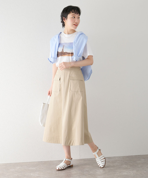 La TOTALITE(ラトータリテ)の「綿麻ポケットフレアスカート(スカート・レディース・ピンク系その他/ベージュ/ネイビー・38/36)」の4枚目の写真