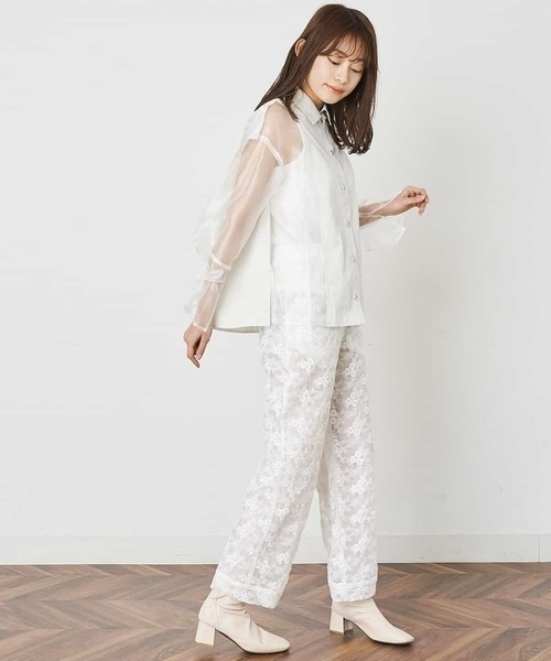 A de a.v.v（アードアー・ヴェ・ヴェ）の「［SET UP対応］花柄オーガンジーパンツ（その他パンツ・レディース・ホワイト/ブラック・38/36）」の14枚目の写真