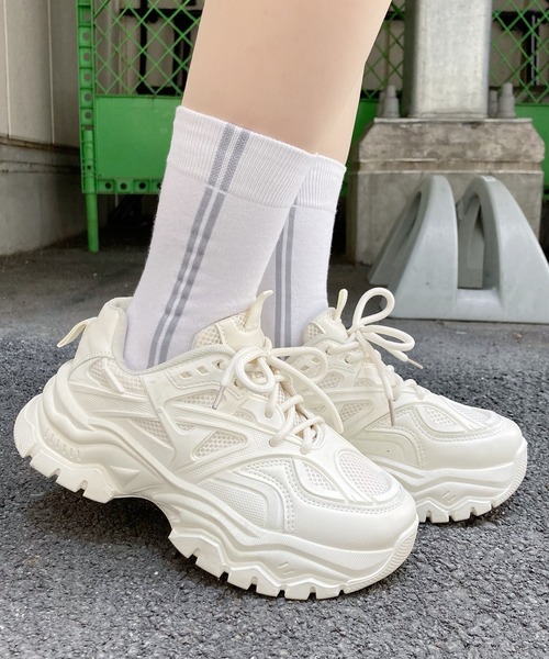 Figments（フィグメンツ）の「プラットフォームスニーカー（スニーカー・レディース・ブラック/オフホワイト・SMALL/MEDIUM）」の16枚目の写真