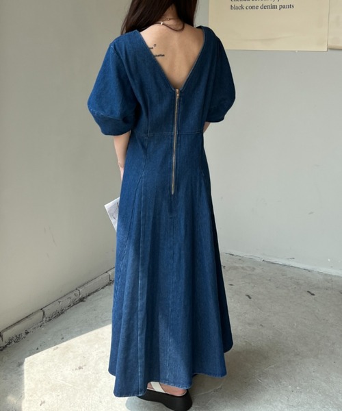 極美品✨現行タグ プラダ パフスリーブロングフレアワンピース デニム インディゴ 楽天市場】デニムワンピース ワンピース レディース ロング 長袖