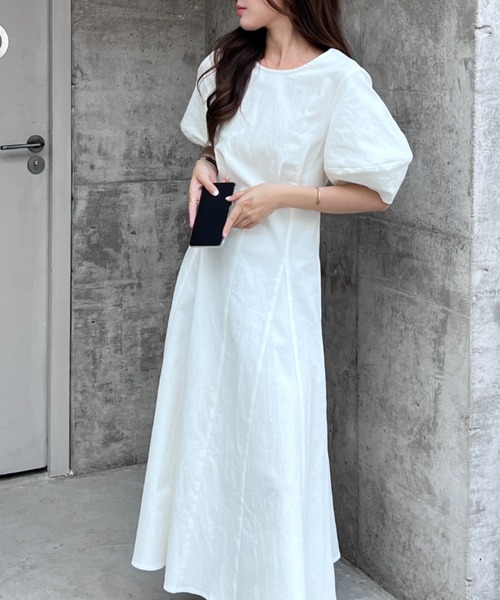 極美品✨現行タグ プラダ パフスリーブロングフレアワンピース デニム インディゴ デニムパフスリーブロングワンピース[qu128] | レディース
