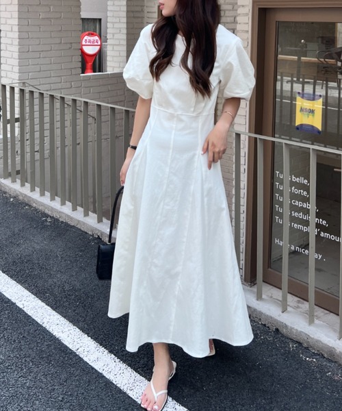 極美品✨現行タグ プラダ パフスリーブロングフレアワンピース デニム インディゴ インディゴブルー開襟デニムロングワンピース