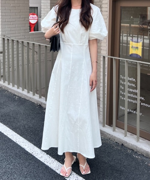 極美品✨現行タグ プラダ パフスリーブロングフレアワンピース デニム インディゴ インディゴブルー開襟デニムロングワンピース