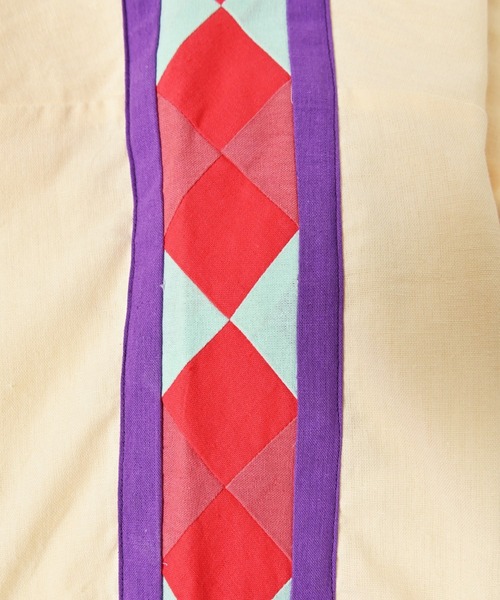 A BOND(アボンド)の「パッチワークライン半袖シャツジャケット(90~150cm)(その他アウター・キッズ・チャコール/オフホワイト・140/130/150/120/110/100)」の7枚目の写真