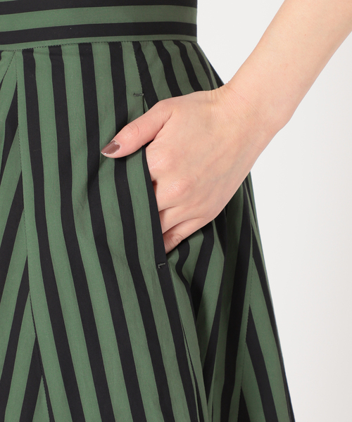 新品 VERMEIL par iena コットンローンストライプフレアスカート セール】コットンローンストライプフレアスカート（スカート