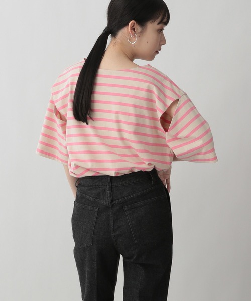 LOWRYS FARM（ローリーズファーム）の「ボーダー６分袖　280944（Tシャツ/カットソー・レディース・ブラック/ピンク/ブルー/グリーン・FREE）」の4枚目の写真