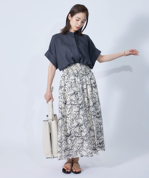 ROPE'（ロペ）の「【DEVEAUX】ペイントフラワーシャーリングフレアスカート（スカート・レディース・ホワイト/ブラウン・38/36）」の14枚目の写真