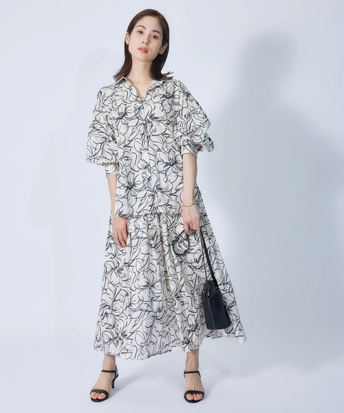 ROPE'（ロペ）の「【DEVEAUX】ペイントフラワーシャーリングフレアスカート（スカート・レディース・ホワイト/ブラウン・38/36）」の16枚目の写真