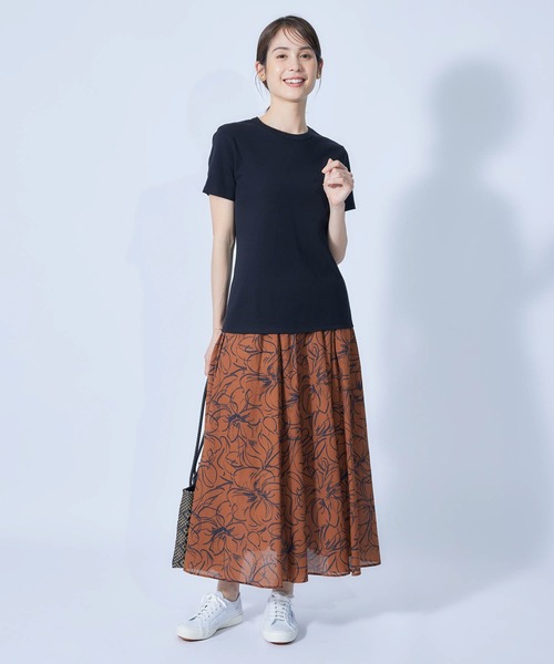 ROPE'（ロペ）の「【DEVEAUX】ペイントフラワーシャーリングフレアスカート（スカート・レディース・ホワイト/ブラウン・38/36）」の13枚目の写真