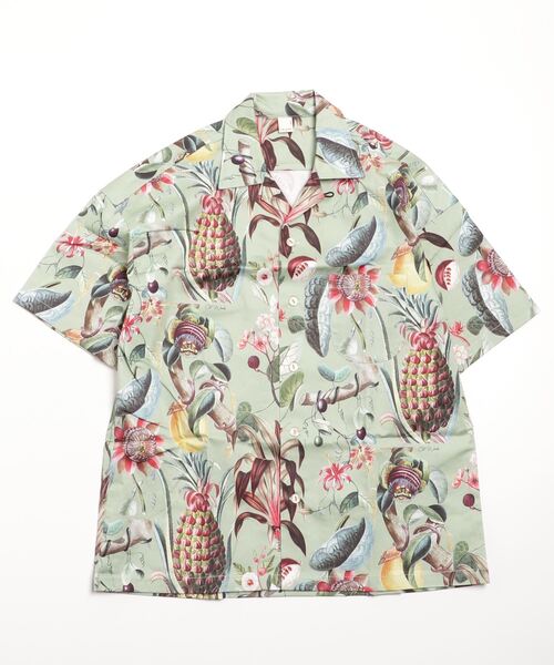 OVER THE TWELVE(オーバーザトゥウェルブ)の「OVER THE TWELVE/オーバーザトゥエルブ/OTT22-01 綿ストレッチ布帛インクジェット"OLD PLANTS"プリントシャツ(シャツ/ブラウス・メンズ・カーキ/アイボリー・X-LARGE/LARGE/MEDIUM)」の5枚目の写真